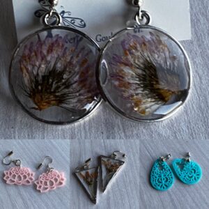 Resin Earrings, Some with pressed flowers