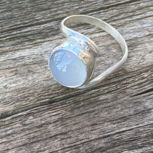 Blue Chalcedony, Argentium Sterling Silver Ring