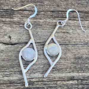 Crazy lace Agate Earrings, Argentium Sterling Silver