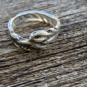 Cedar frond impressed Sterling Silver ring